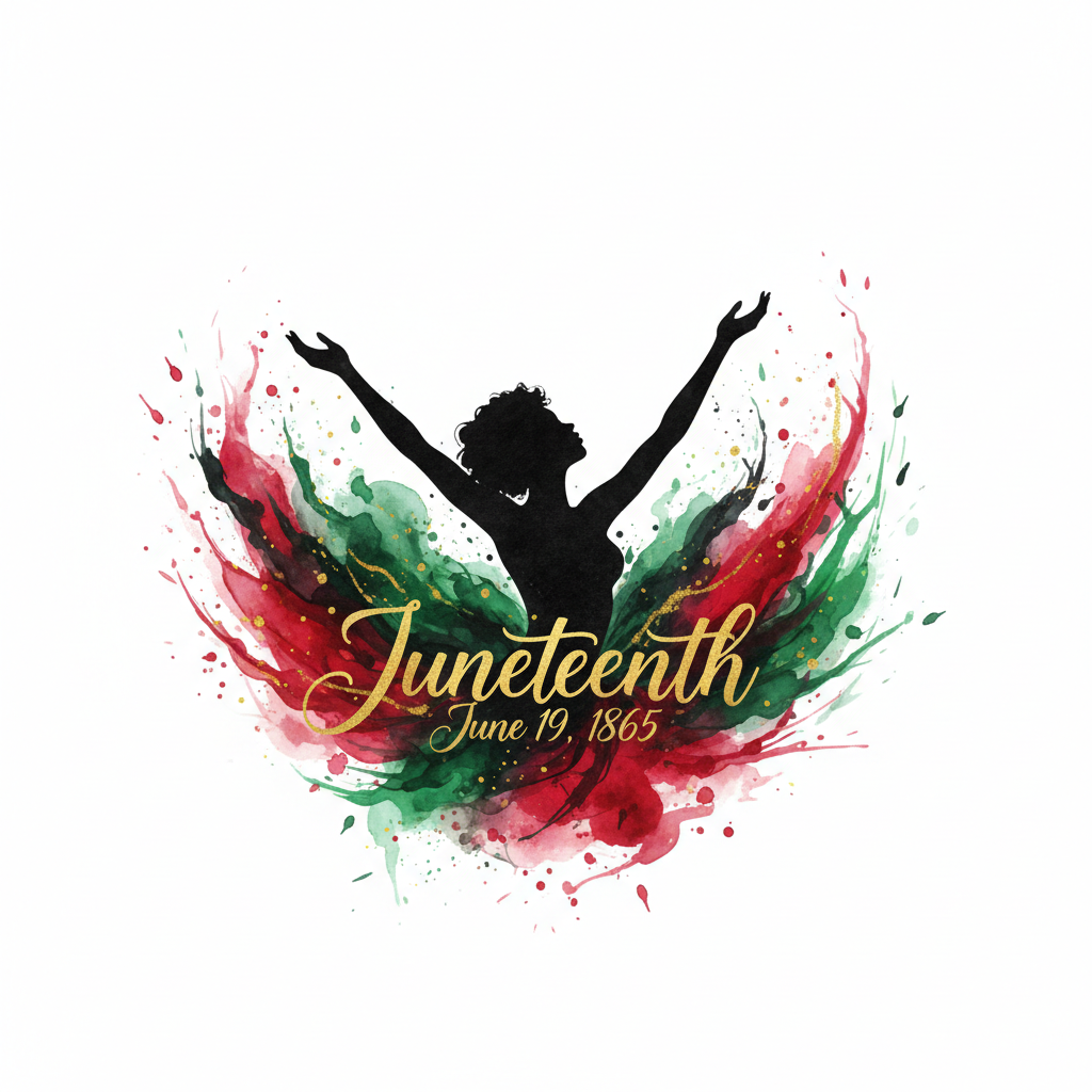 Juneteenth Freedom Day artistic watercolor t-shirt design